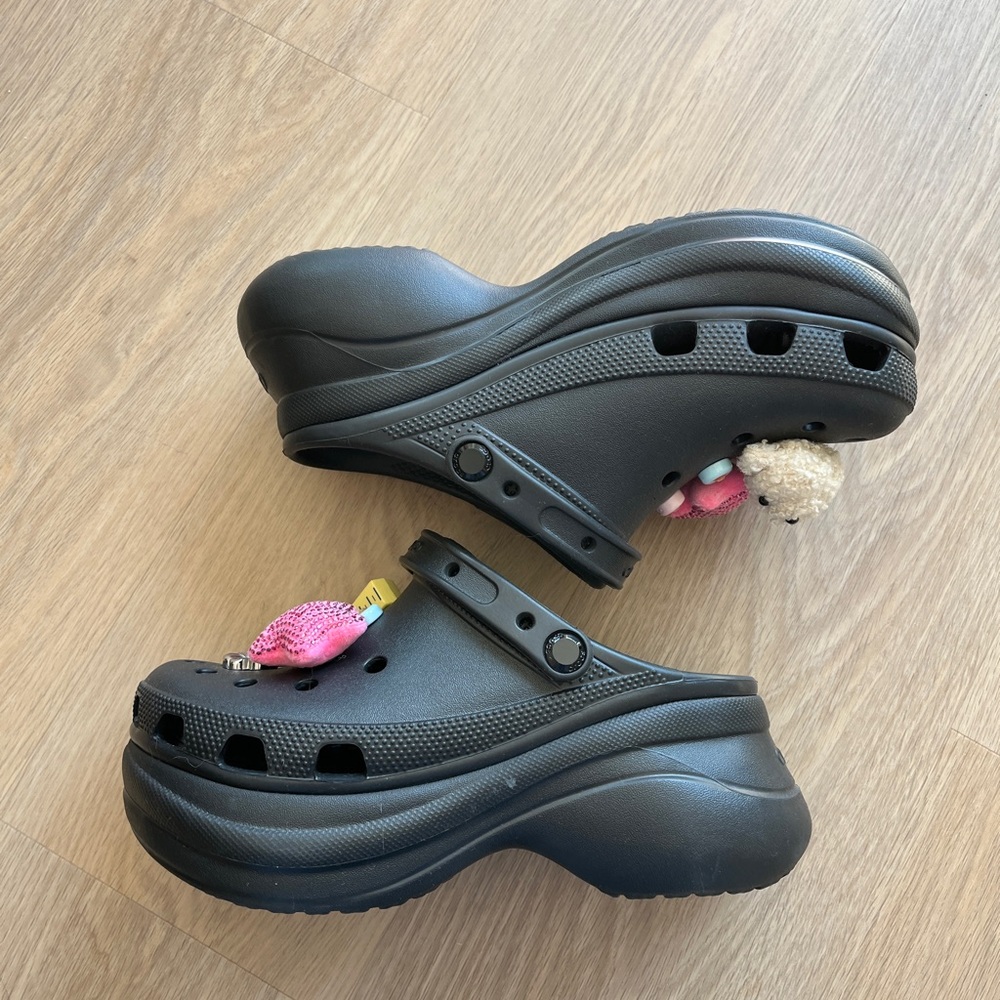 Cute Platform Crocs in Black - Picture 2 of 4